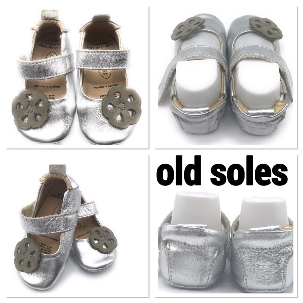 Old Soles Silver Leather Ballet Shoes 0-3 mo.  🌸